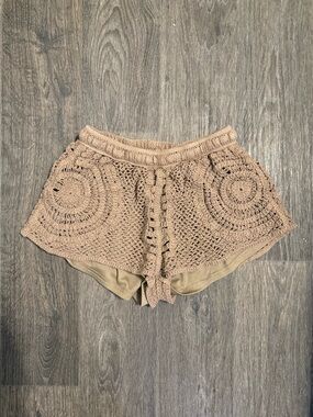 Vintage Havana Tan Crochet Skort Shorts